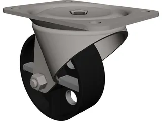 Caster Spin Steel Wheel CAD 3D Model