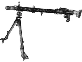 German Machinegun MG34 WWII 3D Model