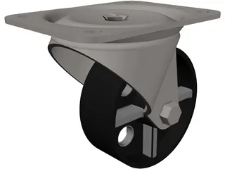 Caster Spin Steel Wheel 3D Model