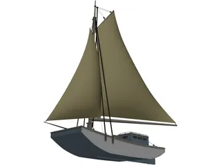USS Wartappo Civil War Scow 3D Model