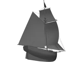 Anne and Mary Sailing Ship 3D Model