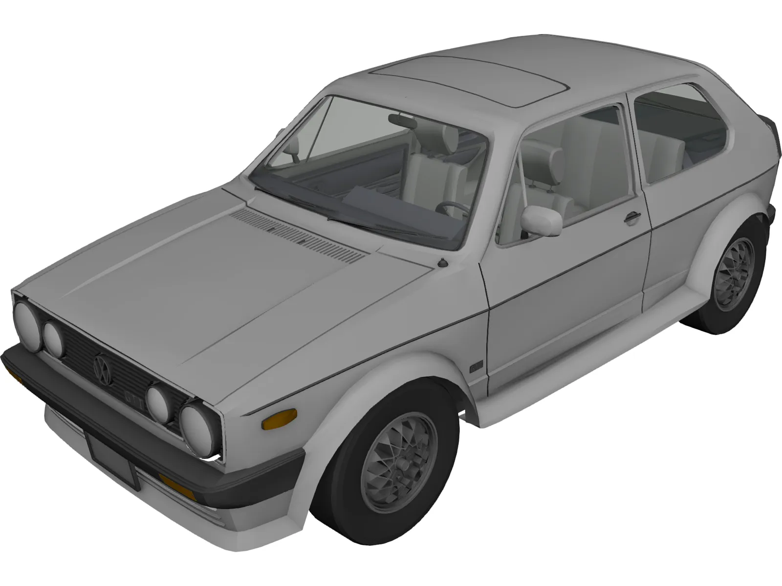Volkswagen Golf I GTi (1984) 3D Model main preview