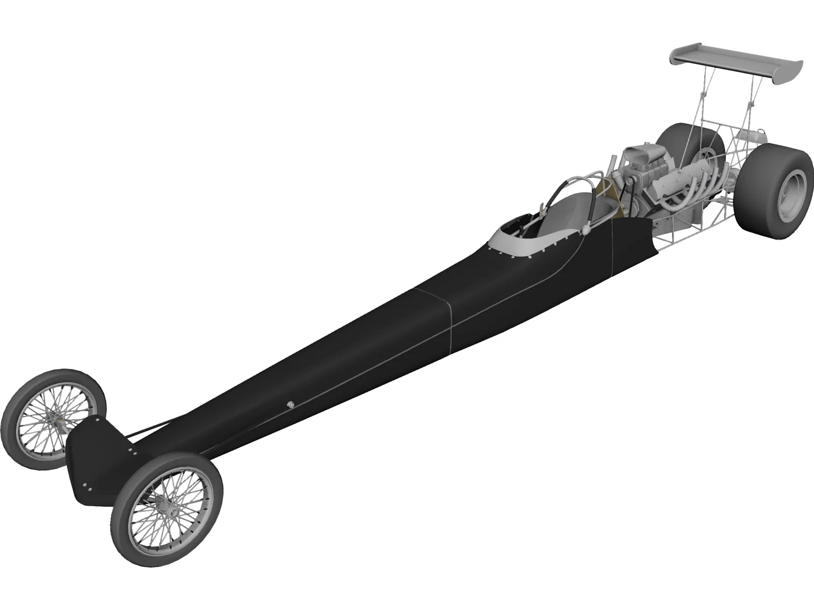 Dragster Rear Engine 3D Model main preview
