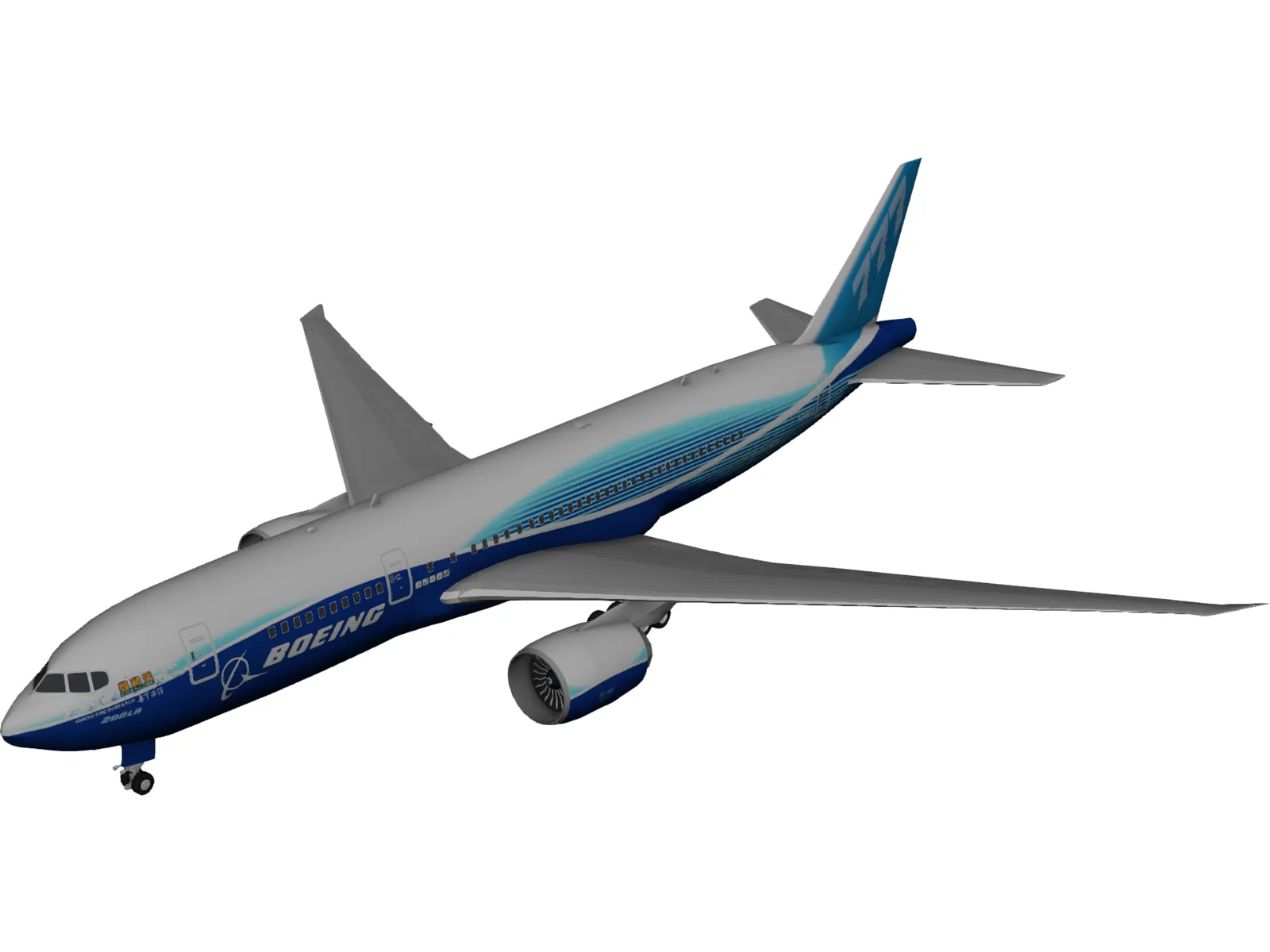 Boeing 777-200 3D Model main preview