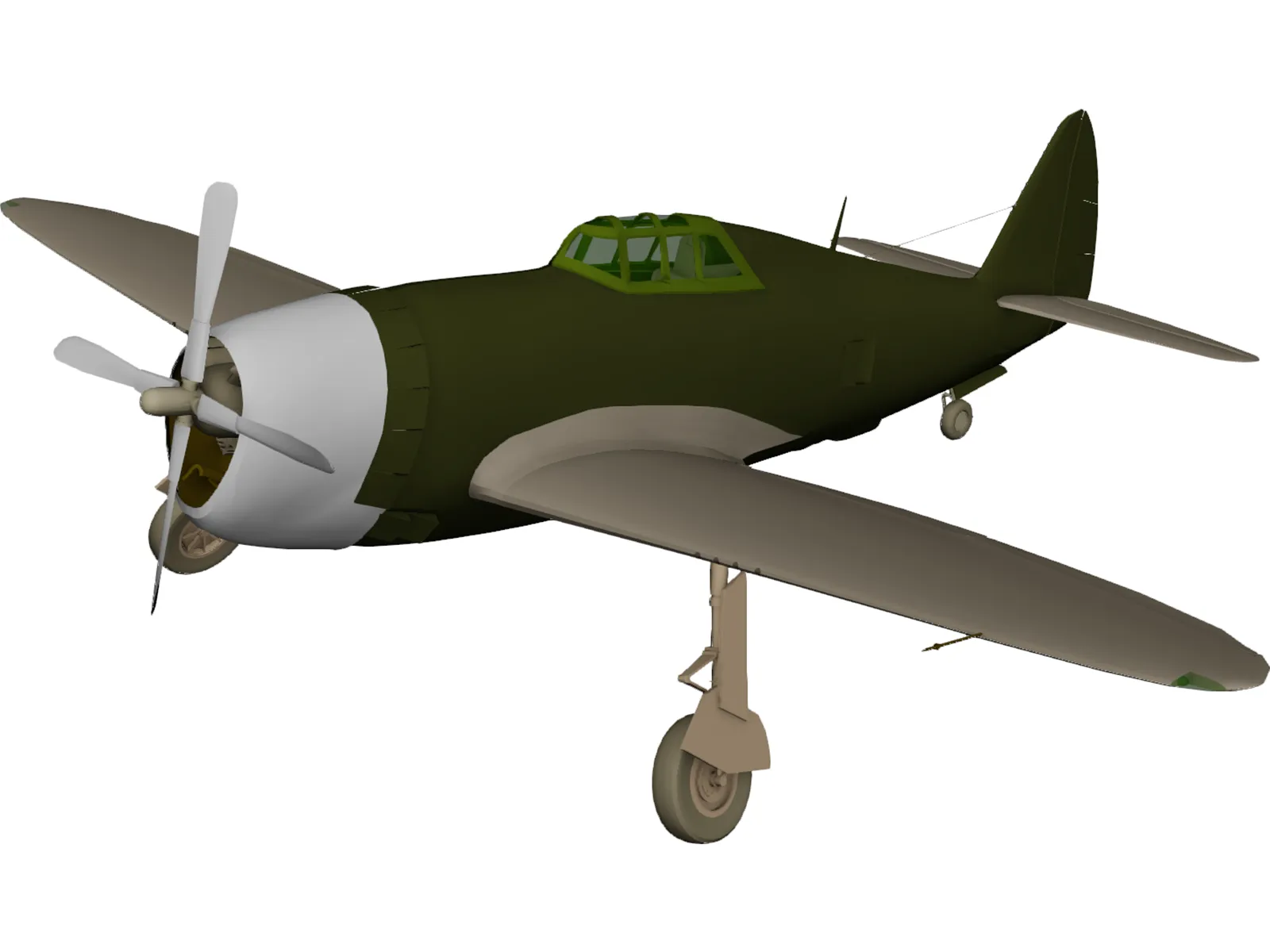 Republic P-47 Thunderbolt Greenhouse Canopy 3D Model main preview