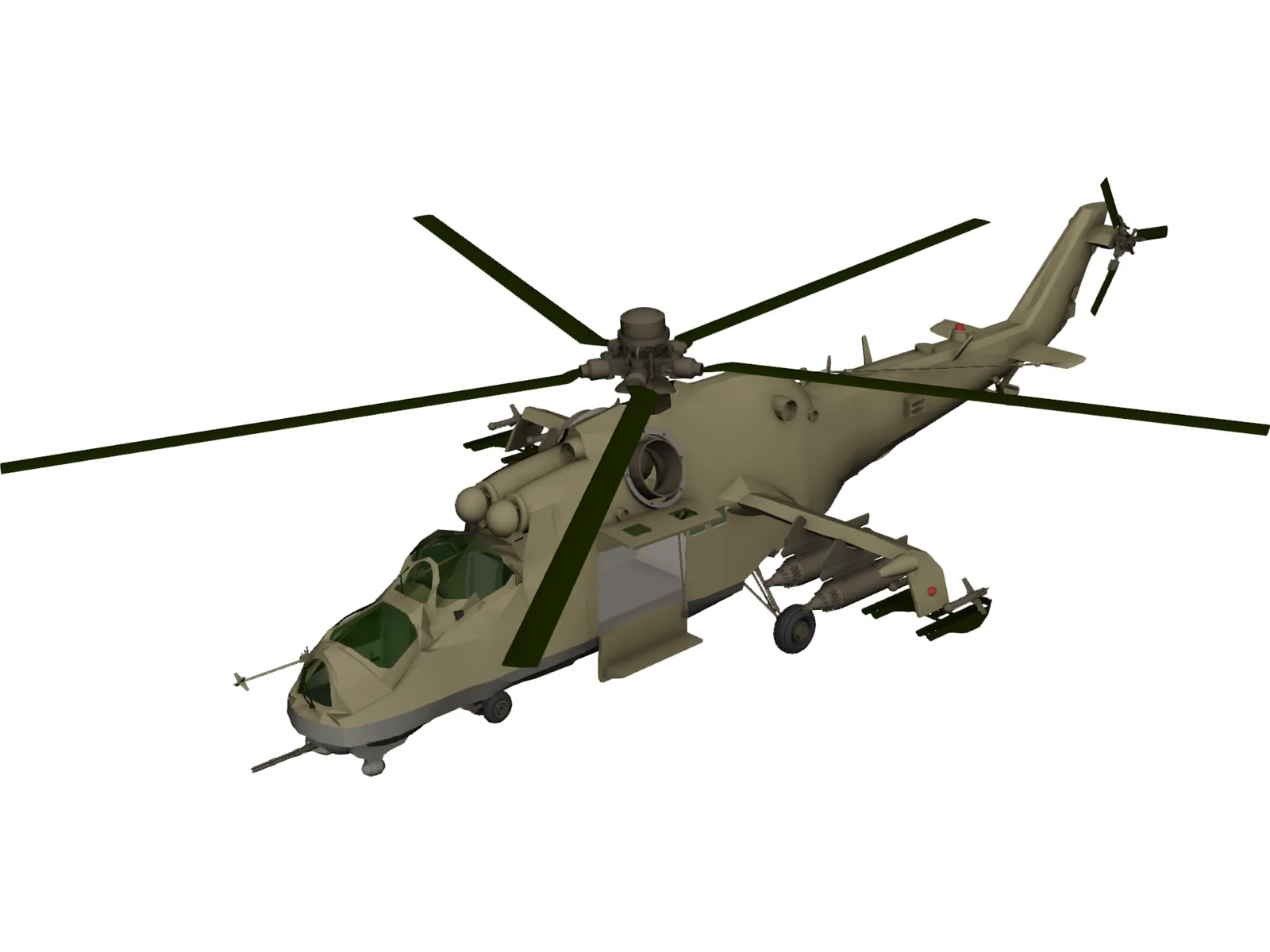 Mil Mi-24 Hind D 3D Model main preview