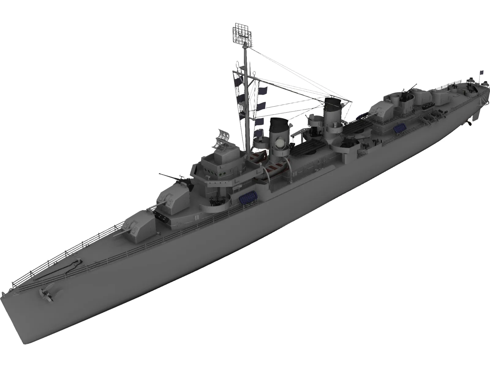 USS Fletcher 3D Model main preview