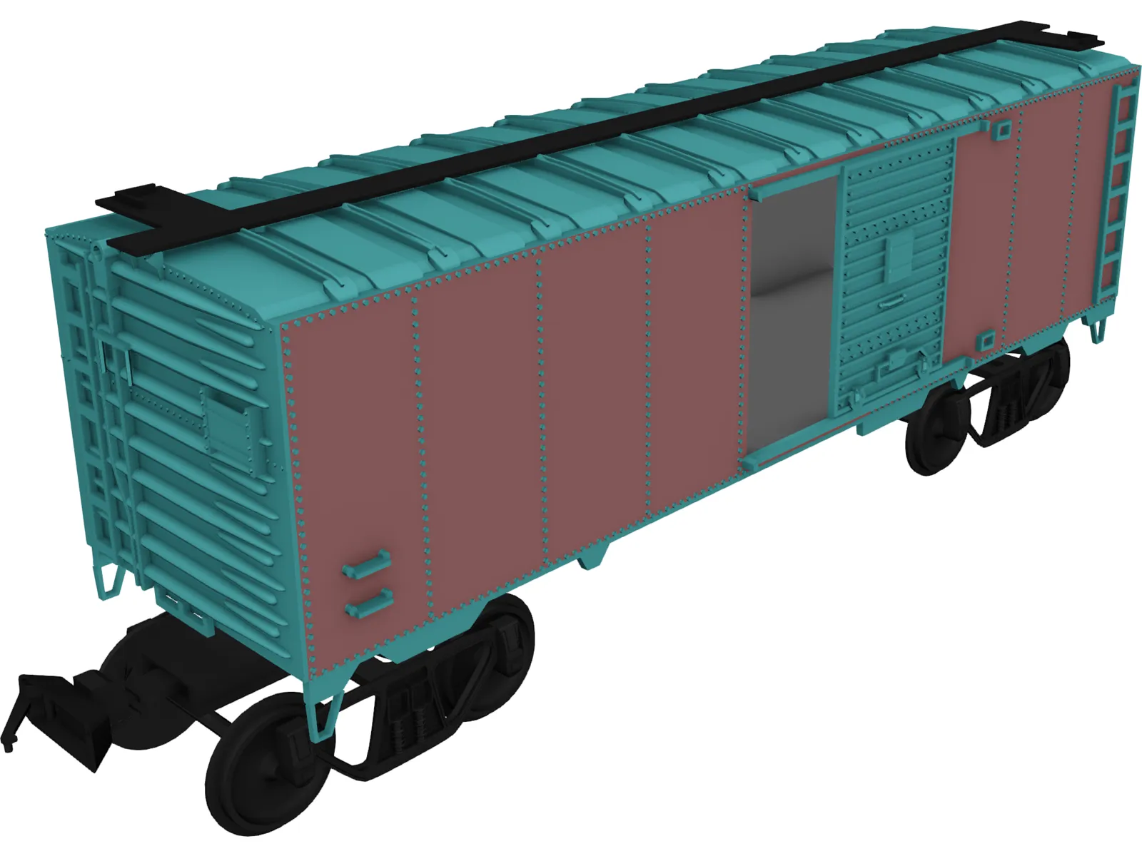 Cargo Wagon Car Box 3D Model main preview