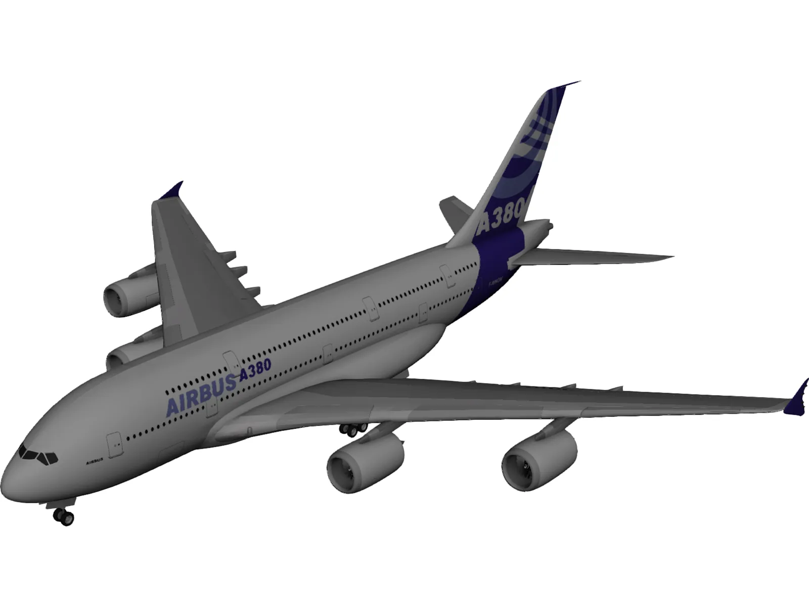 Airbus A380 Airliner 3D Model main preview