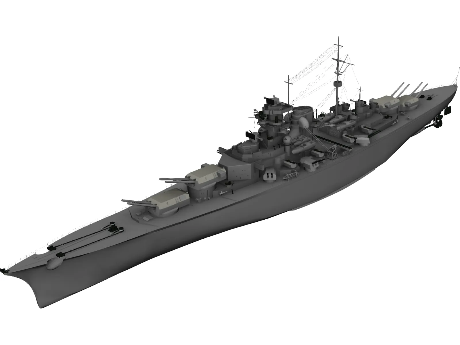 Battleship Bismarck 3D Model main preview