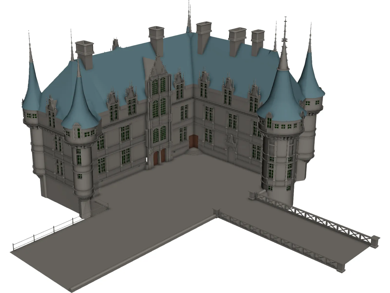 Chateaux Azay Le Rideau 3D Model main preview