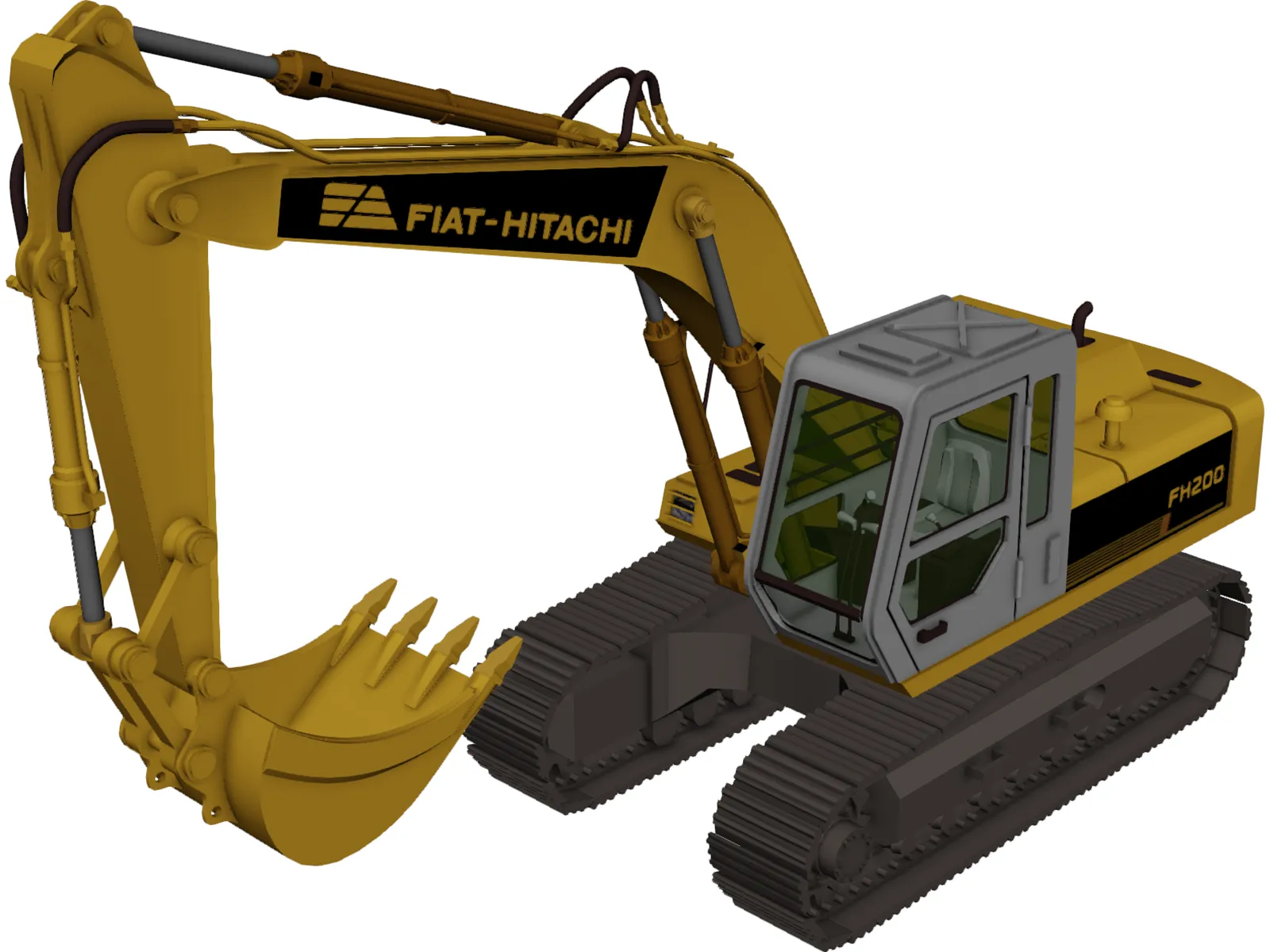 Excavator Fiat Hitachi FH200 3D Model main preview