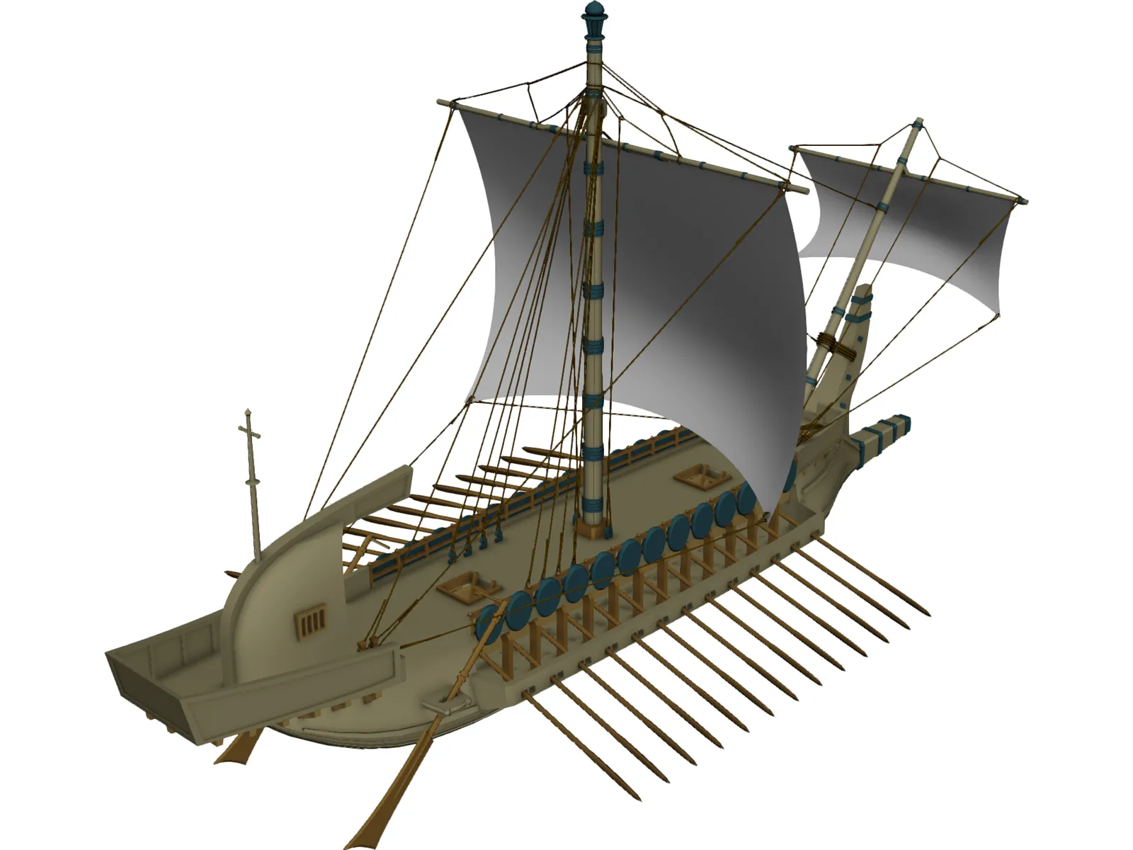 Greek Warship 3D Model main preview