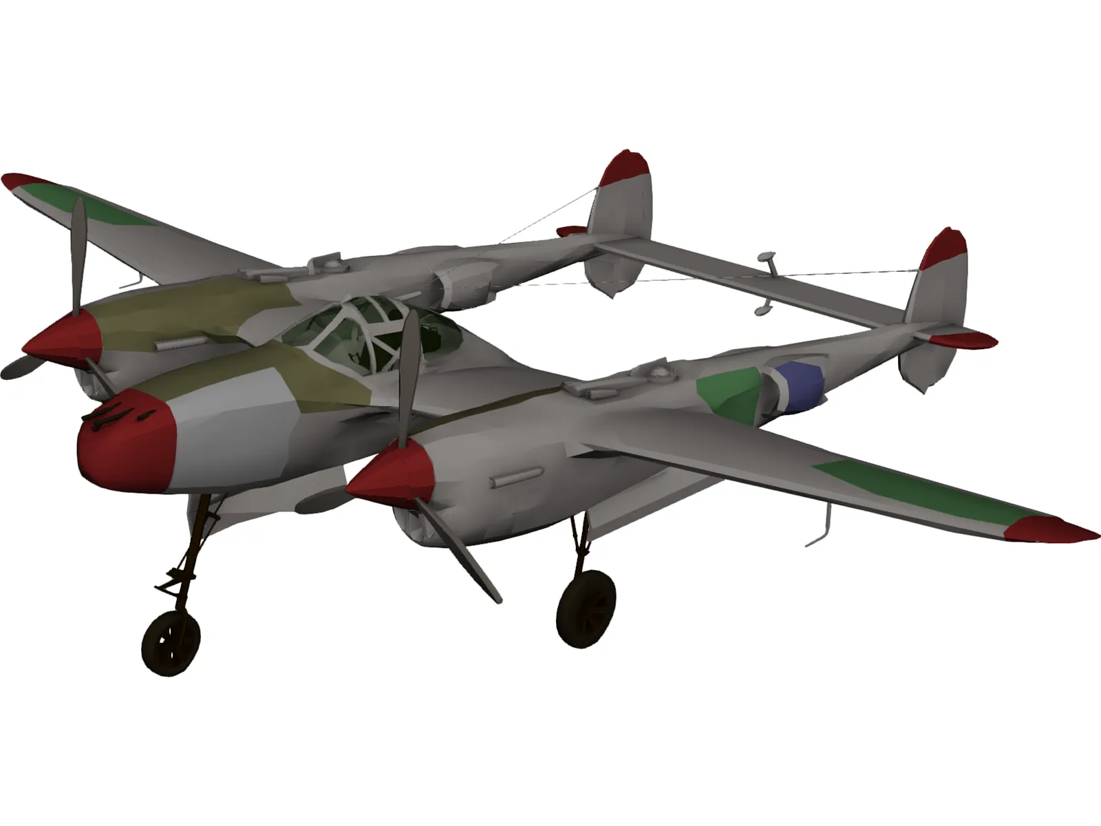 Lockheed P-38 J/L Lightning 3D Model main preview