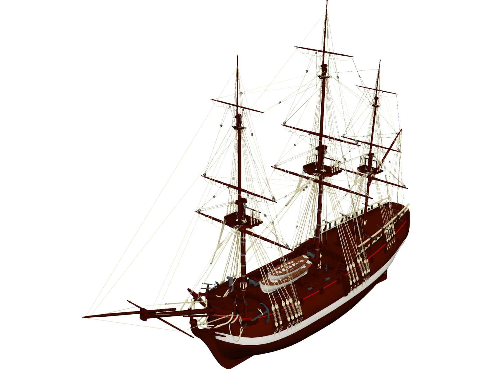 Schooner Frigate Constitution Class 3D Model main preview