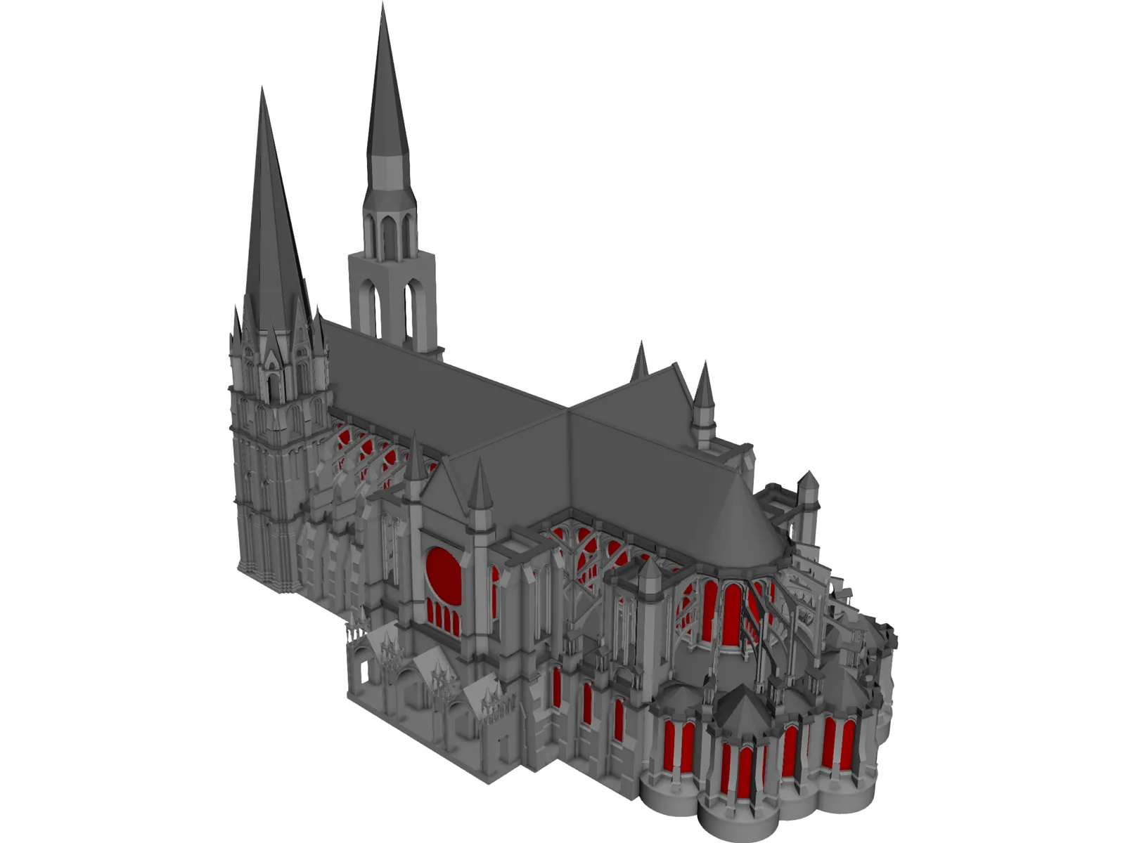 Cathedral Chartres 3D Model main preview