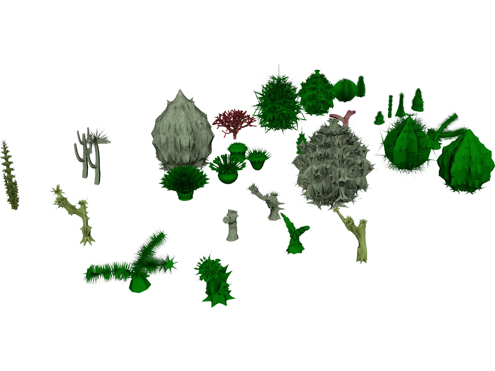 Cactuses Collection 3D Model main preview