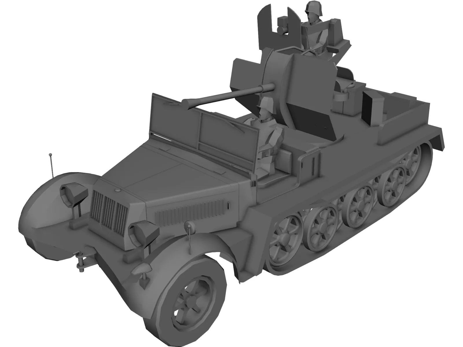 Sd.KfZ. 10-5 AA Vehicle 3D Model main preview