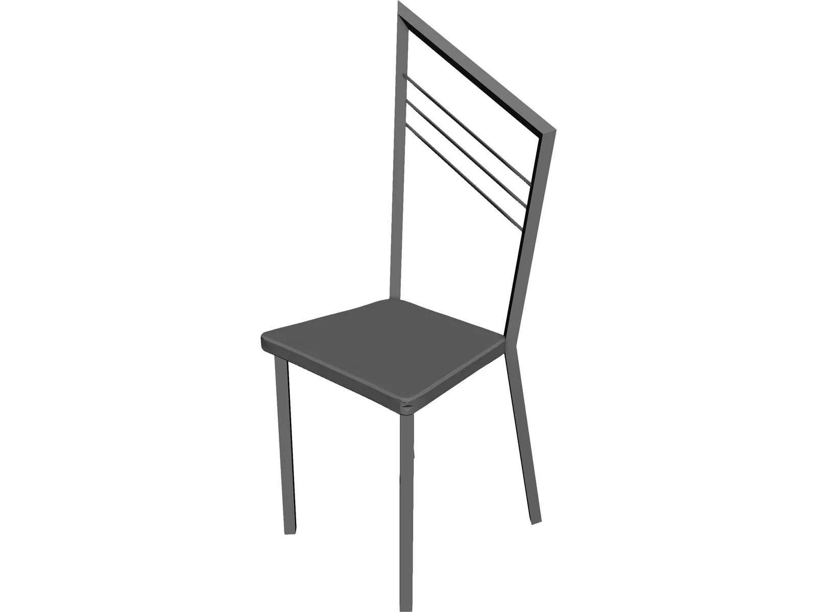 Steel Kitchen Chair with Wooden Seat 3D Model main preview