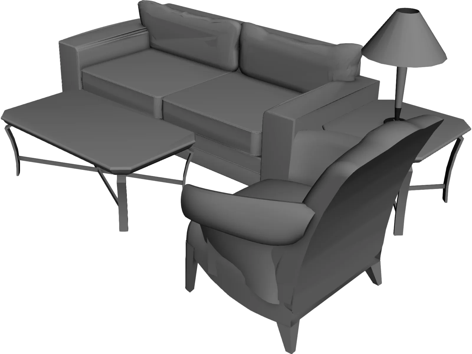 Classic Living Room Set 3D Model main preview