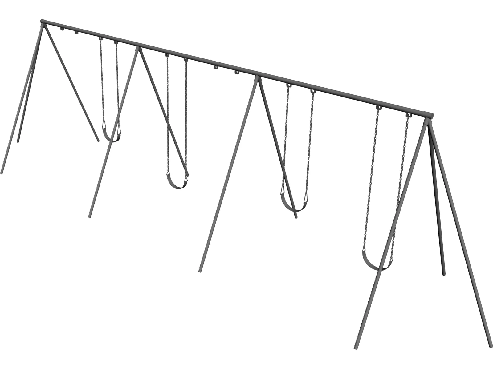 Playground Swing Set 3D Model main preview