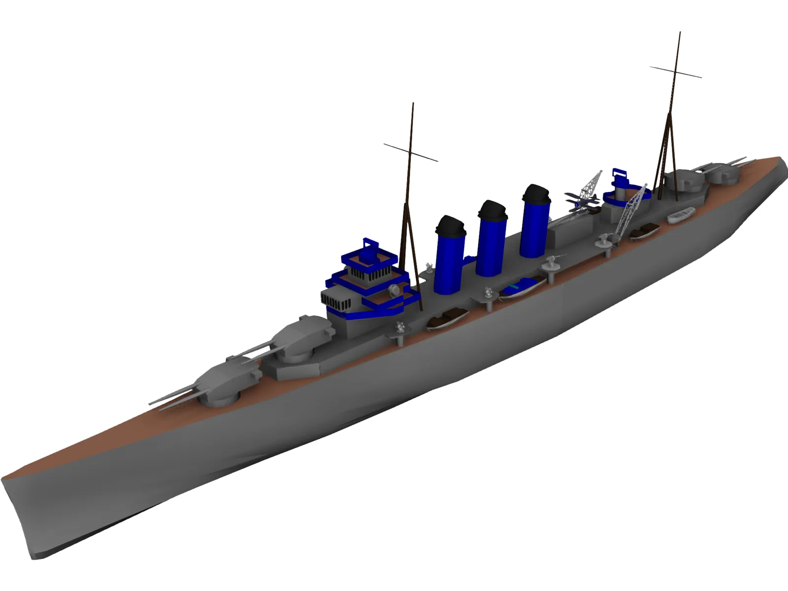 County Class Heavy Cruiser 3D Model main preview
