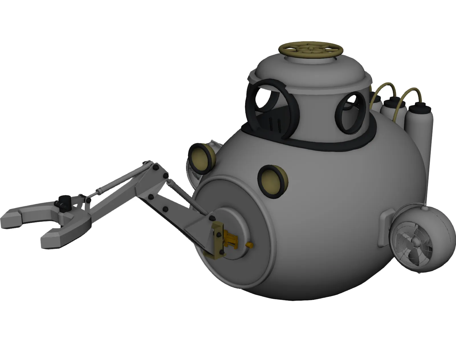 Submarine Sub Fantasy 3D Model main preview