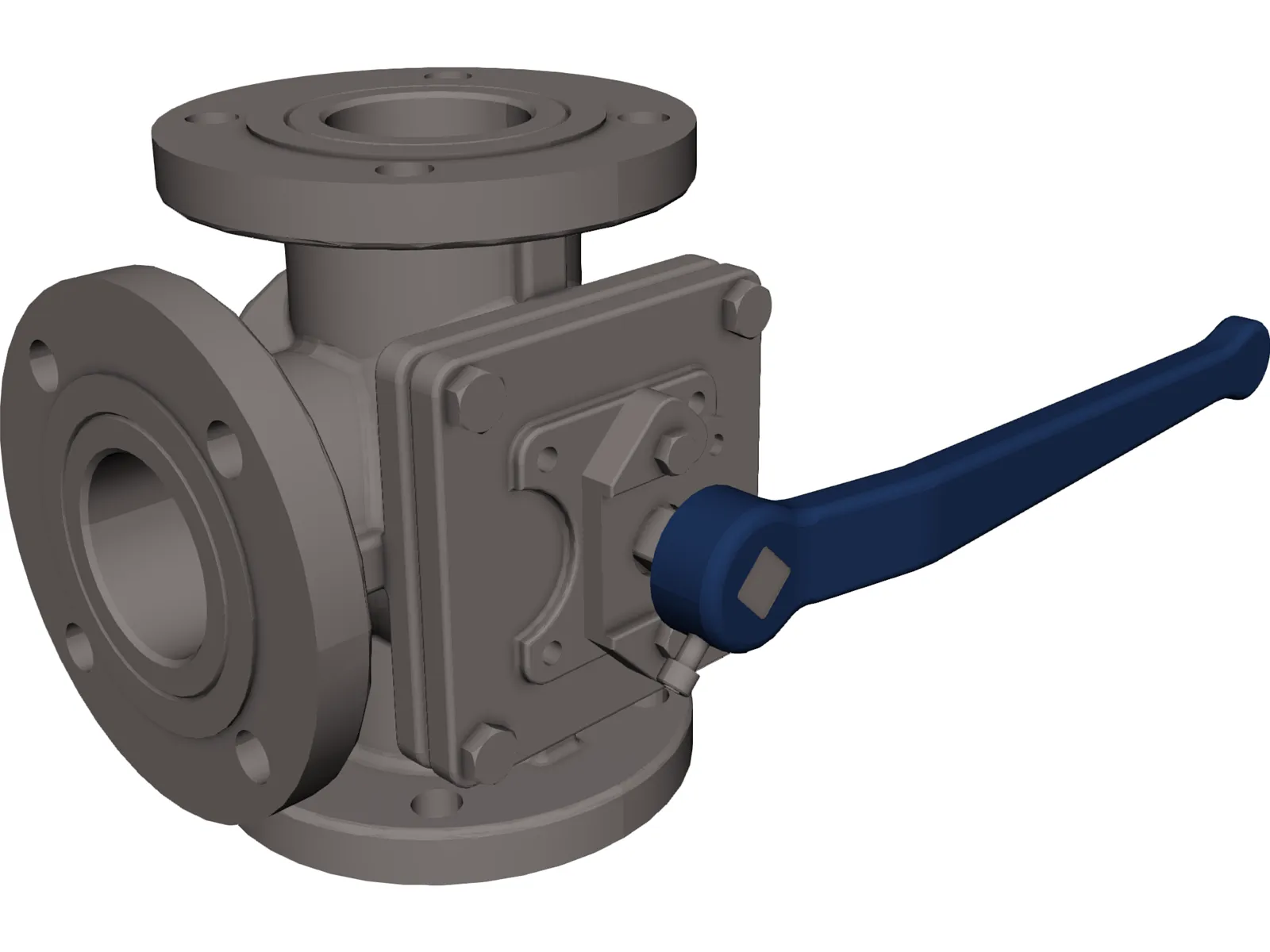 3-Way Valve 3D Model main preview