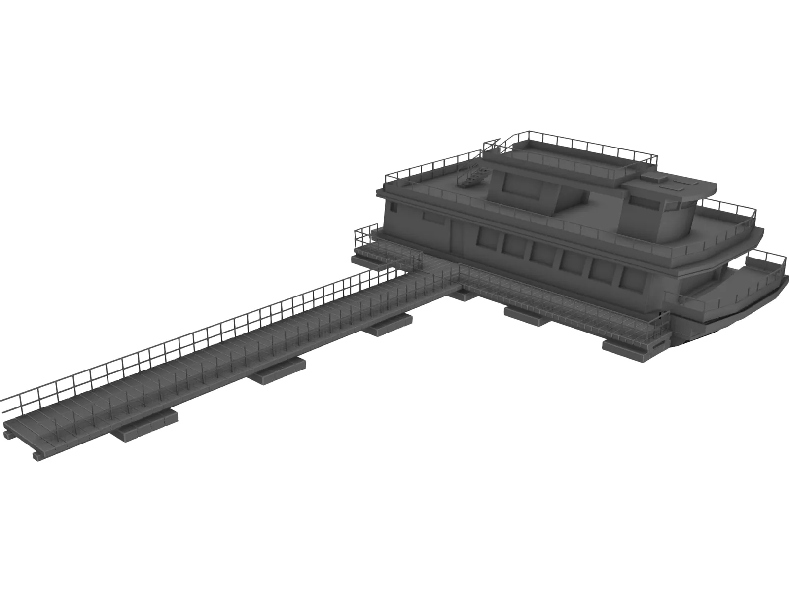 Tour Boat 3D Model main preview