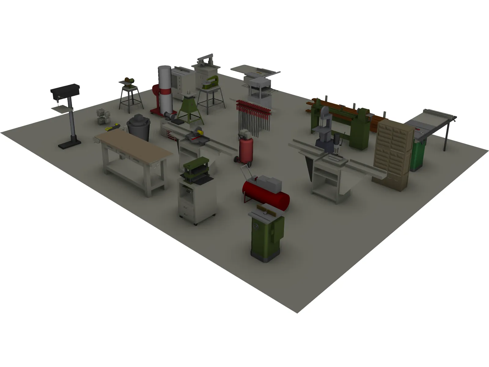 Woodworking Equipment 3D Model main preview