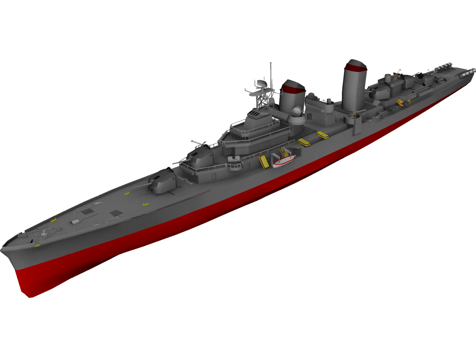 Fletcher Class Destroyer 3D Model main preview