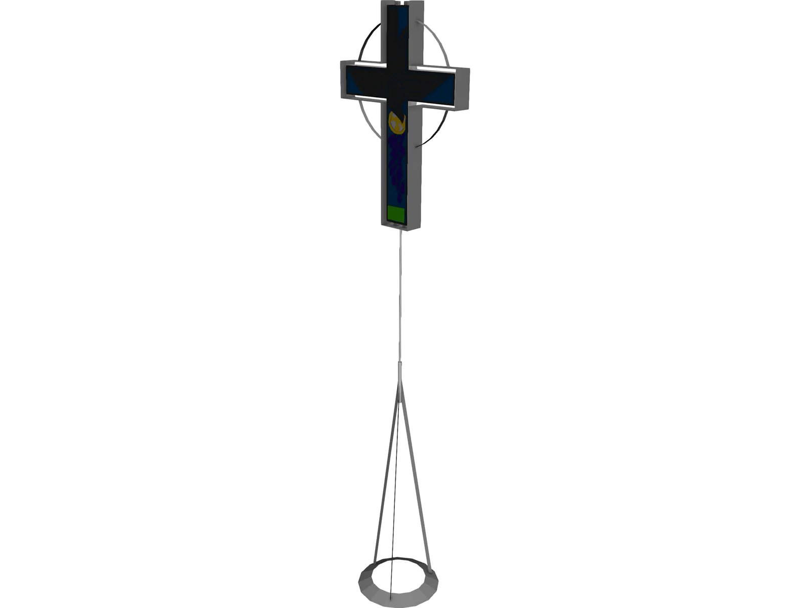Carved Processional Cross 3D Model main preview