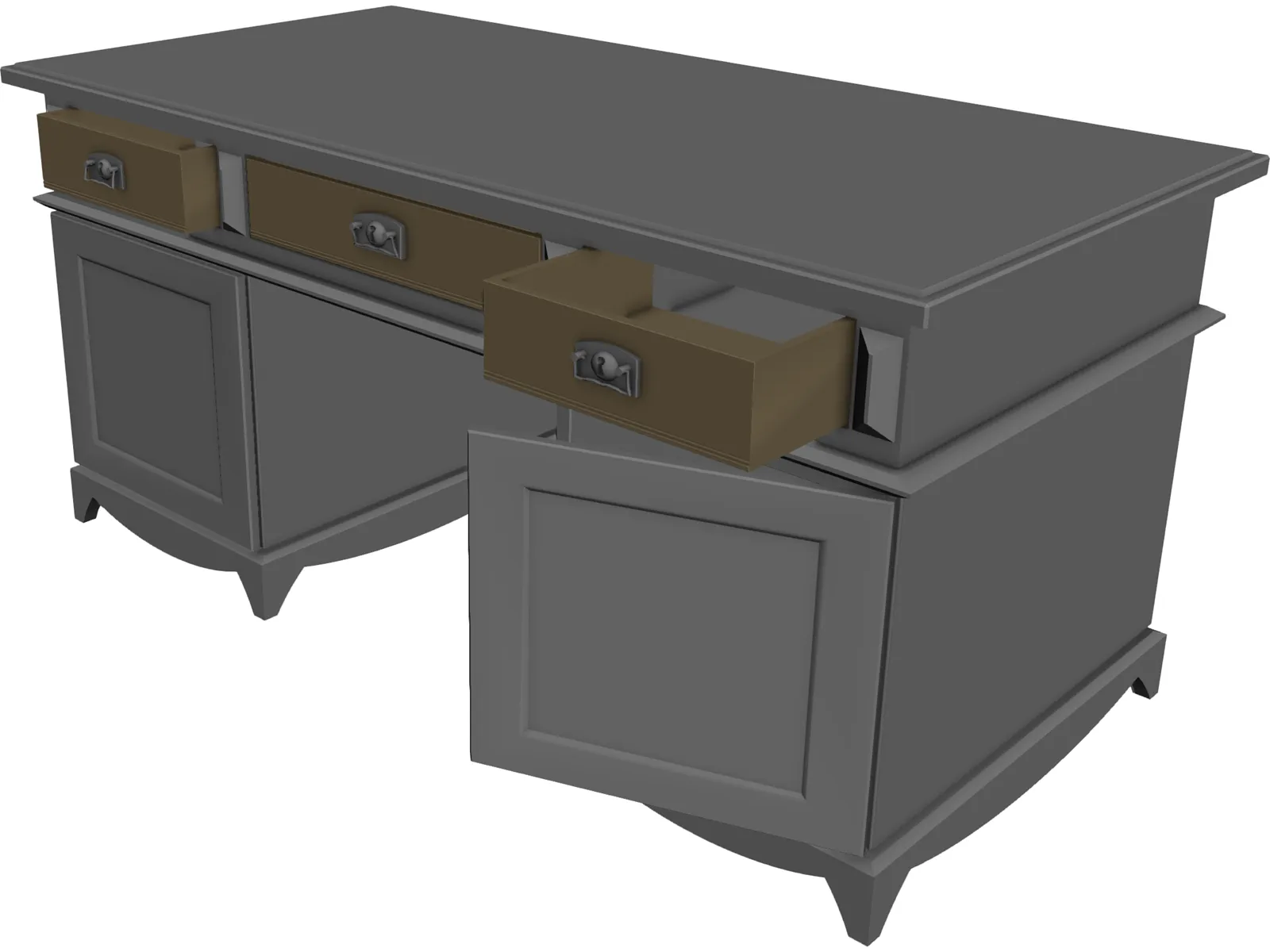 Old Wooden Desk 3D Model main preview