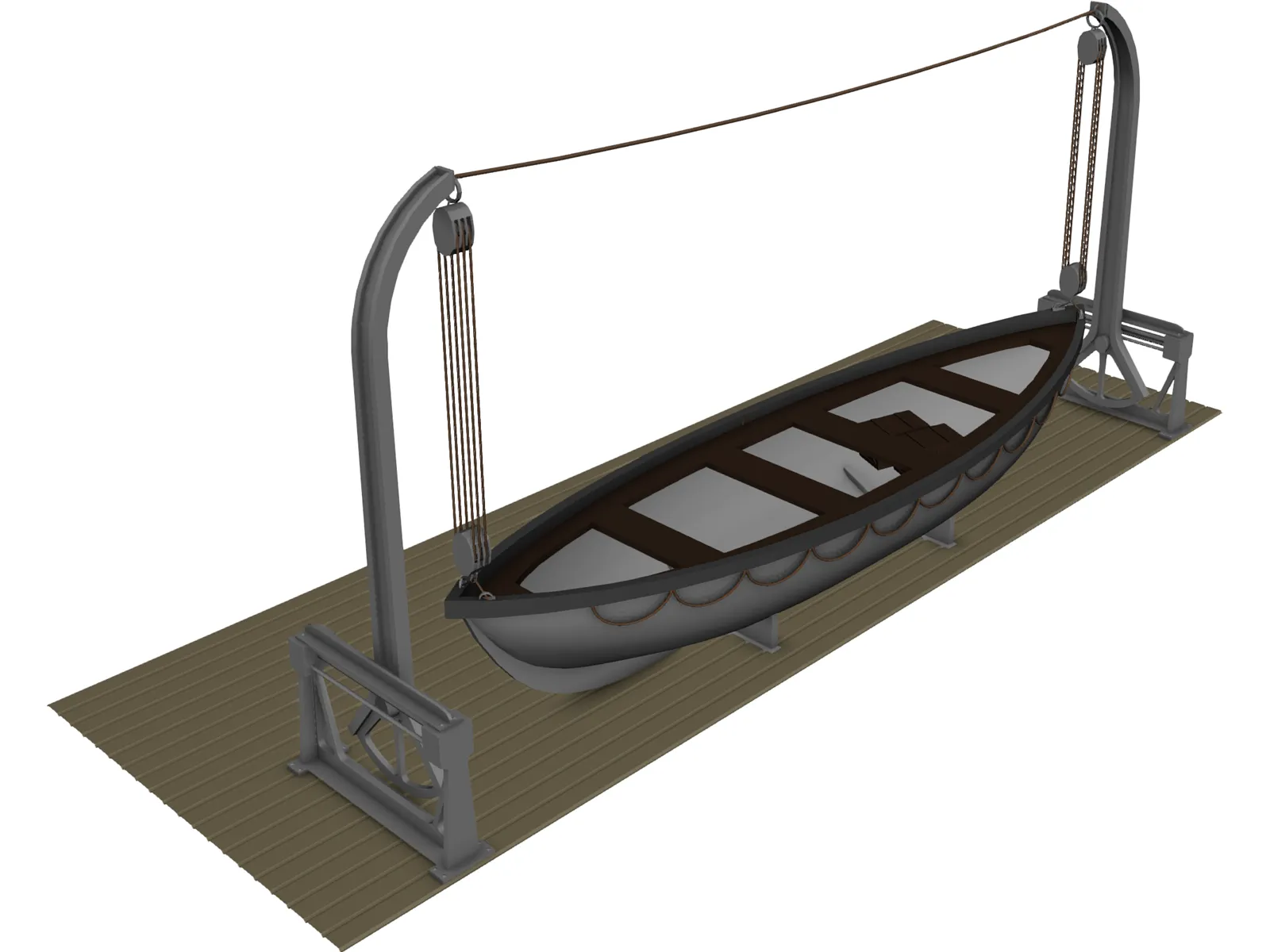 Lifeboat and Davits 3D Model main preview