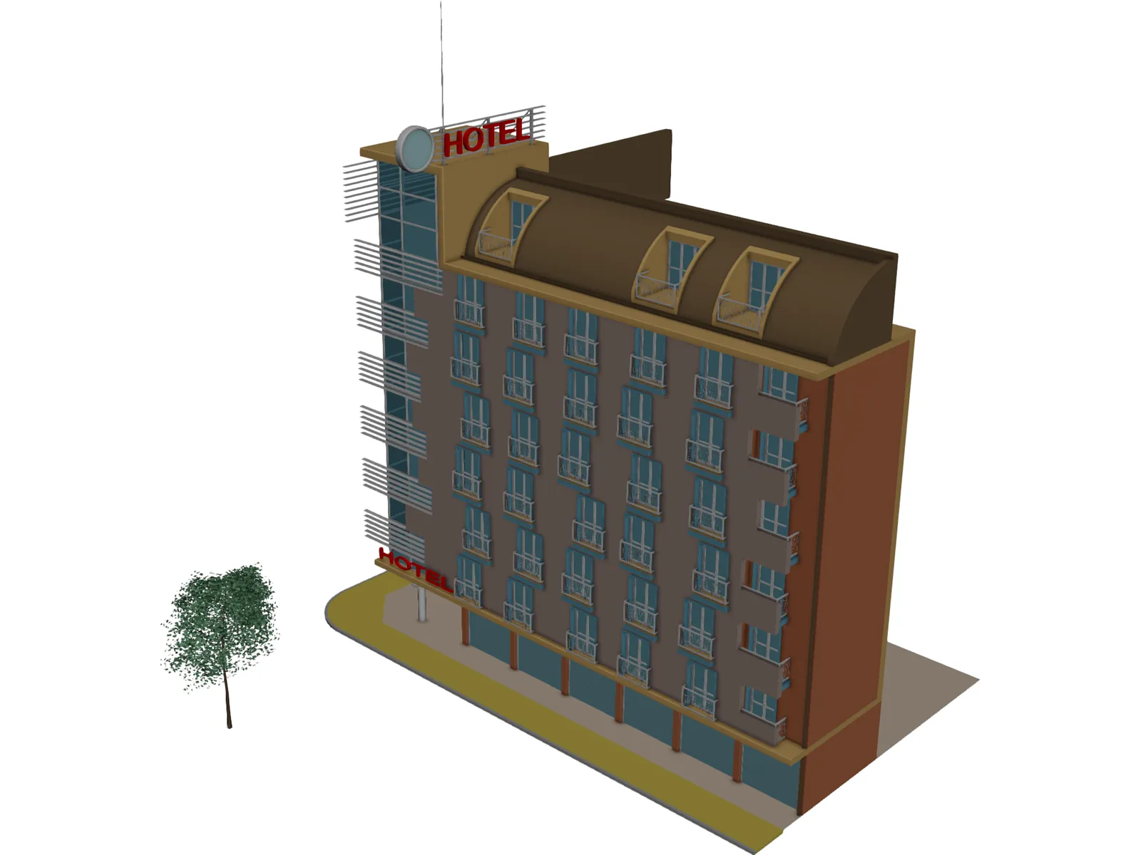Small Passanger Hotel (Sofia, Bulgaria) 3D Model main preview