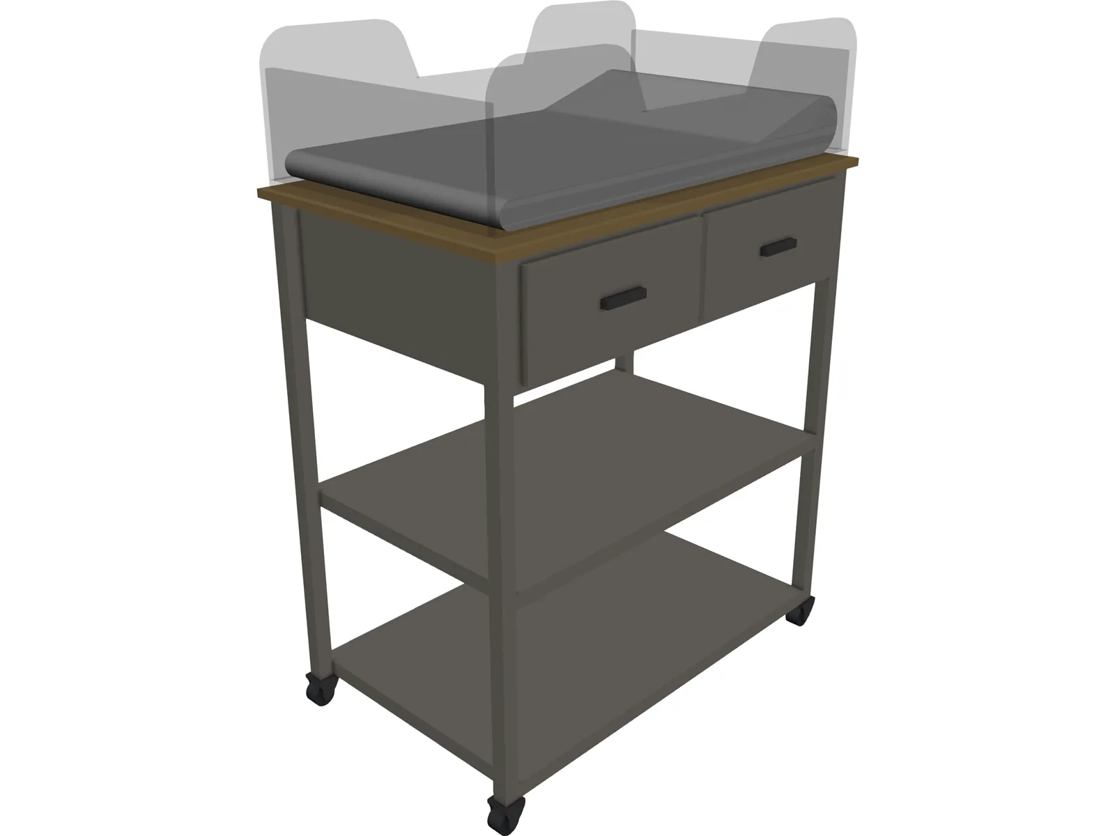 Hospital Cart Bassinet 3D Model main preview