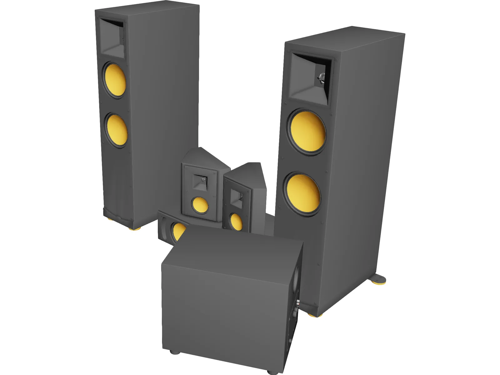 Home Theater Speaker System 3D Model main preview