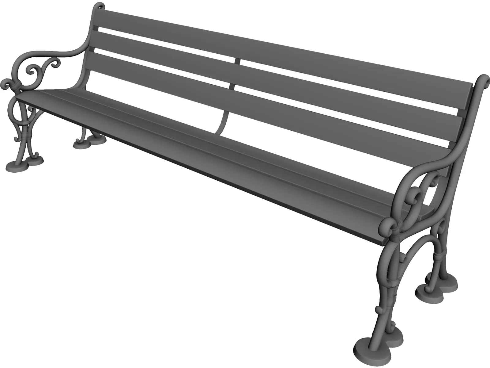 Wood and Metal Park Bench 3D Model main preview