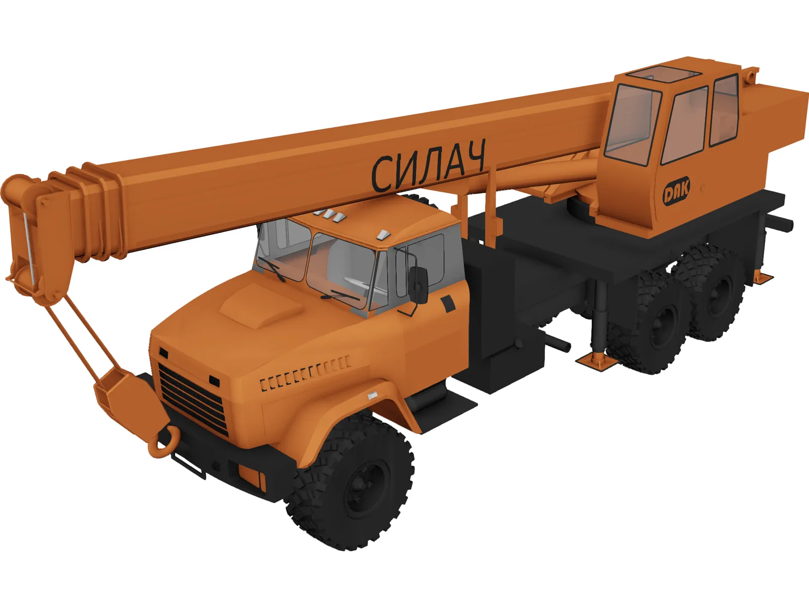 KrAZ 63221 with KTA-25 Crane 3D Model main preview
