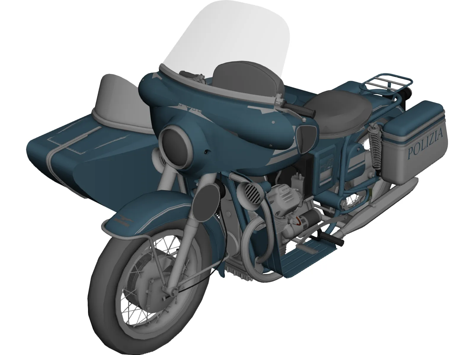 Moto Guzz with Sidecar 3D Model main preview