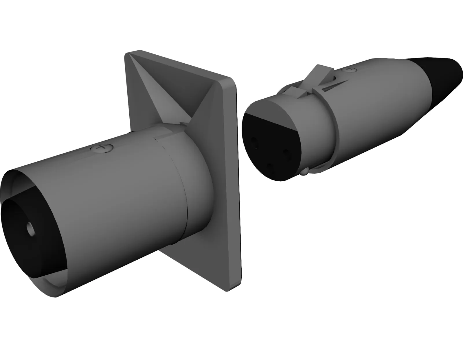 XLR Female Plug and Male Socket 3D Model main preview
