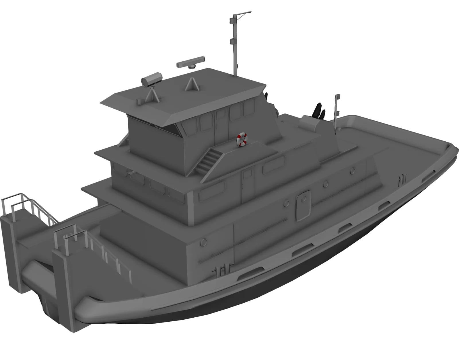 Tug-Push Boat 3D Model main preview