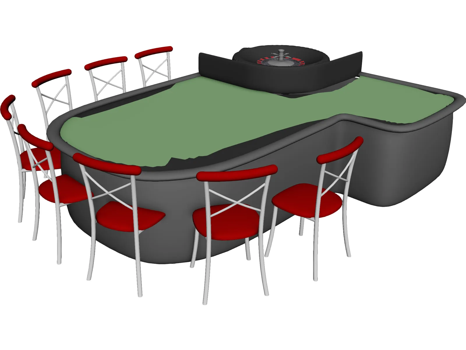 Roulette Table 3D Model main preview