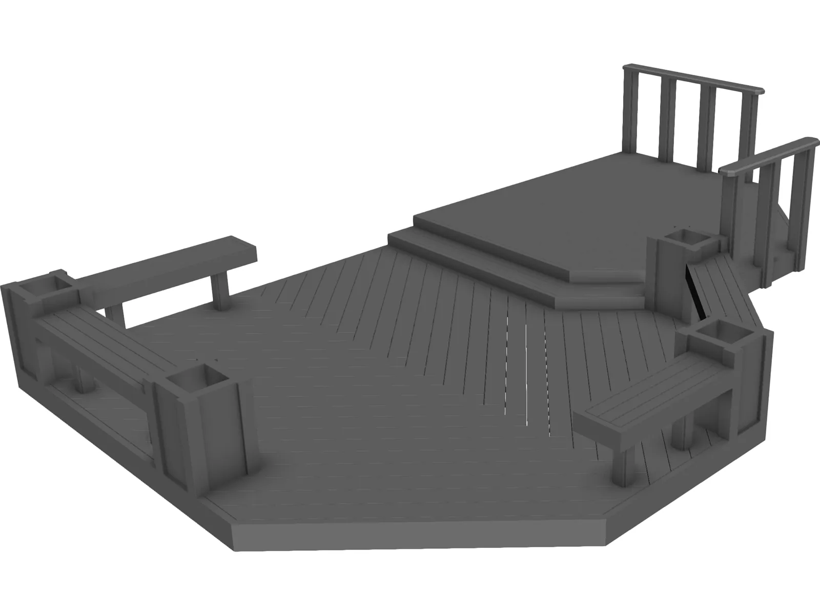 Custom Wood Deck 3D Model main preview