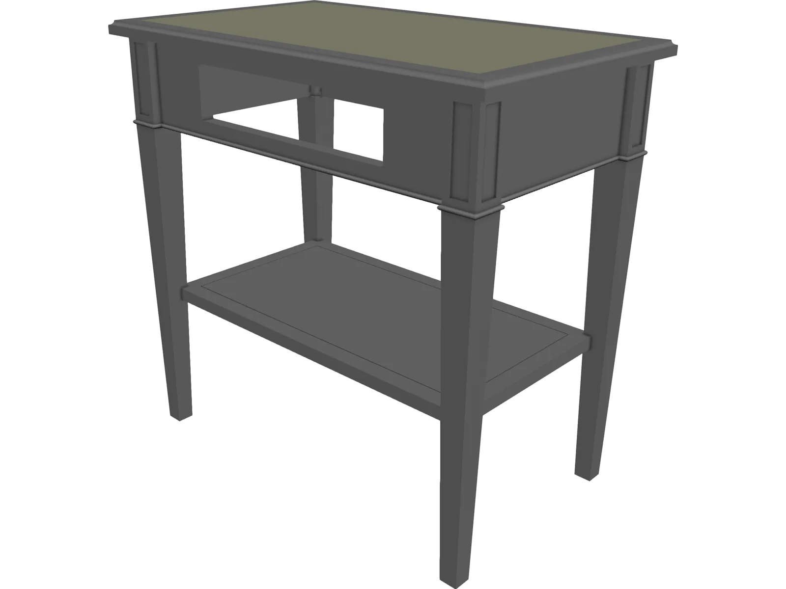 Walnut Nightstand 3D Model main preview