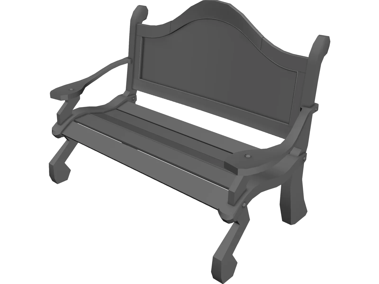 Wooden Park Bench 3D Model main preview