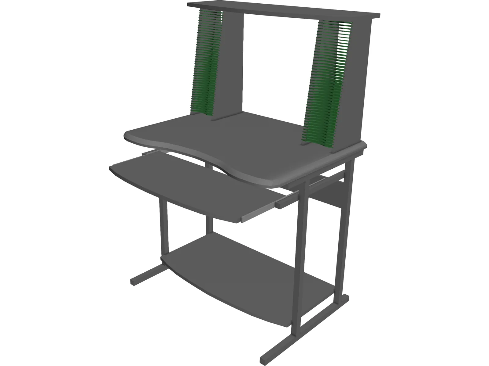 Desk with CD Rack 3D Model main preview