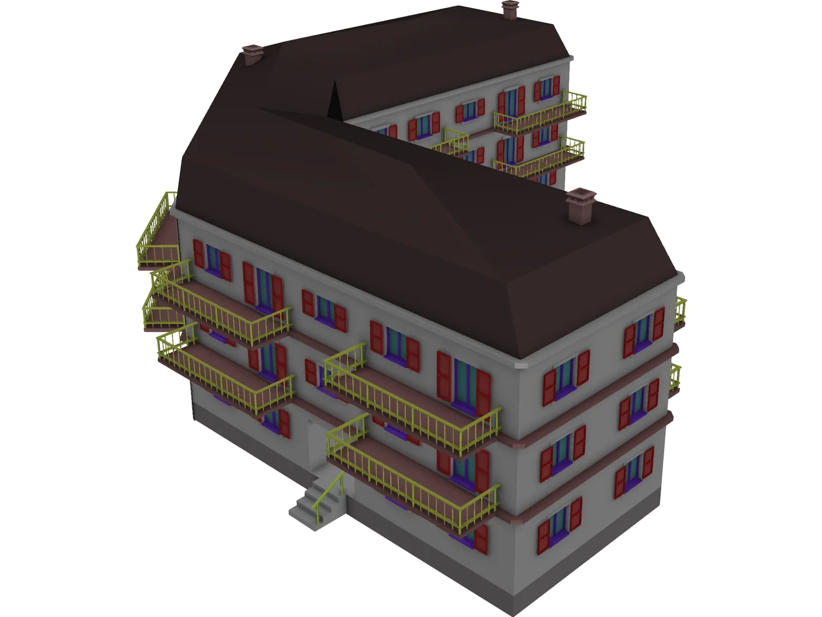 Apartment Building 3D Model main preview