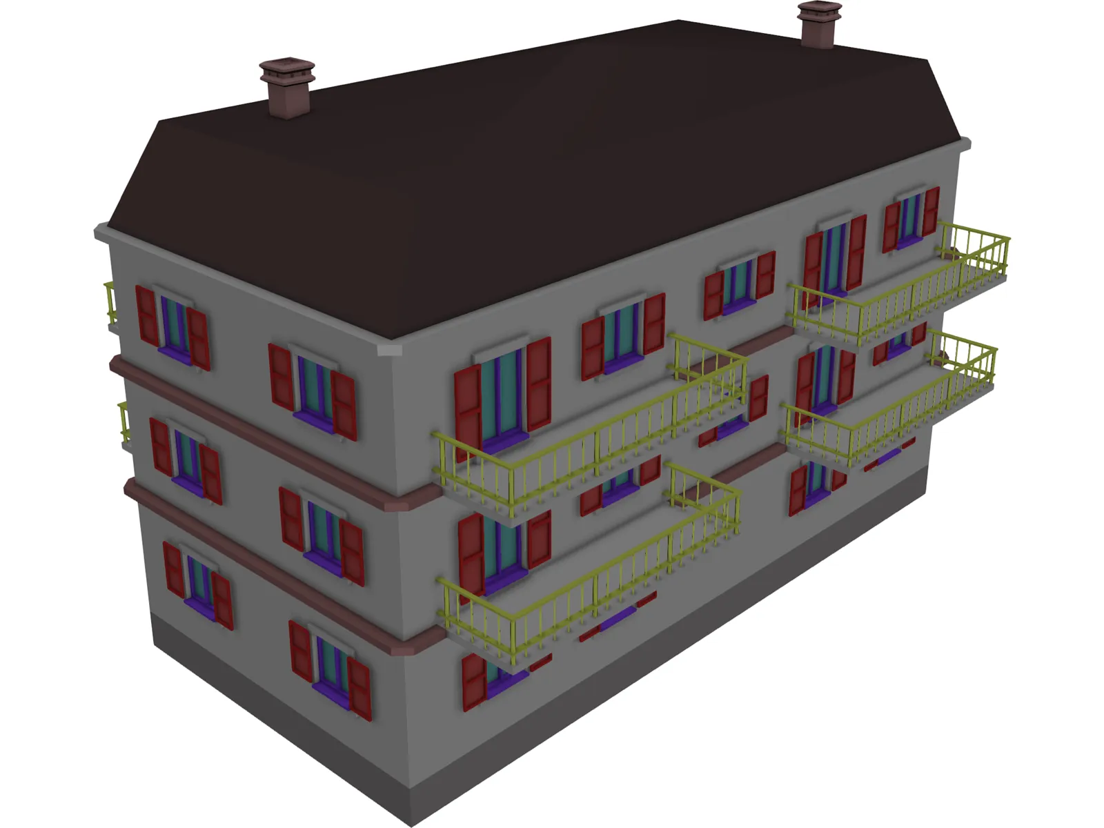 Apartment Building 3D Model main preview