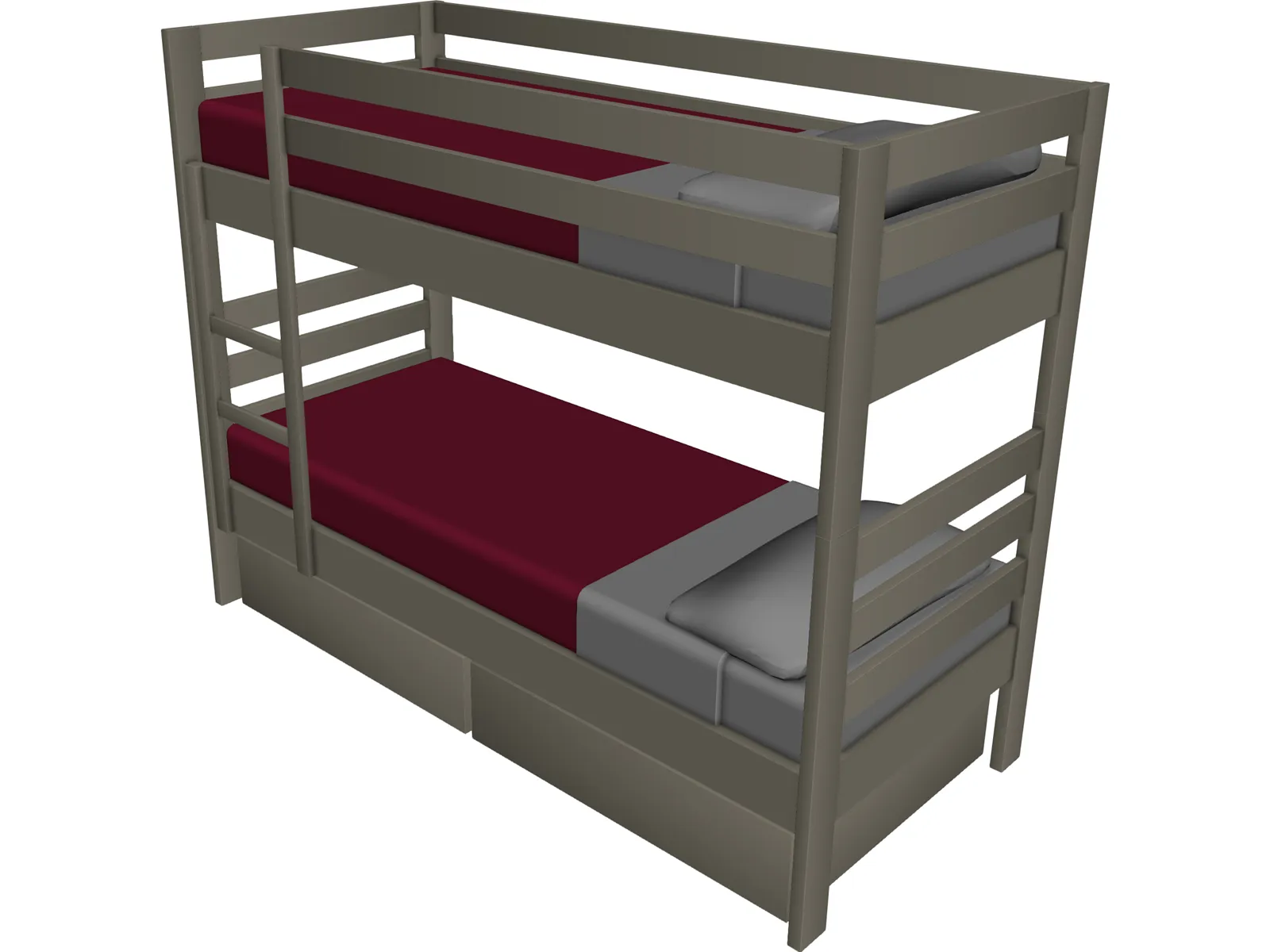 Wooden Bunk Beds 3D Model main preview